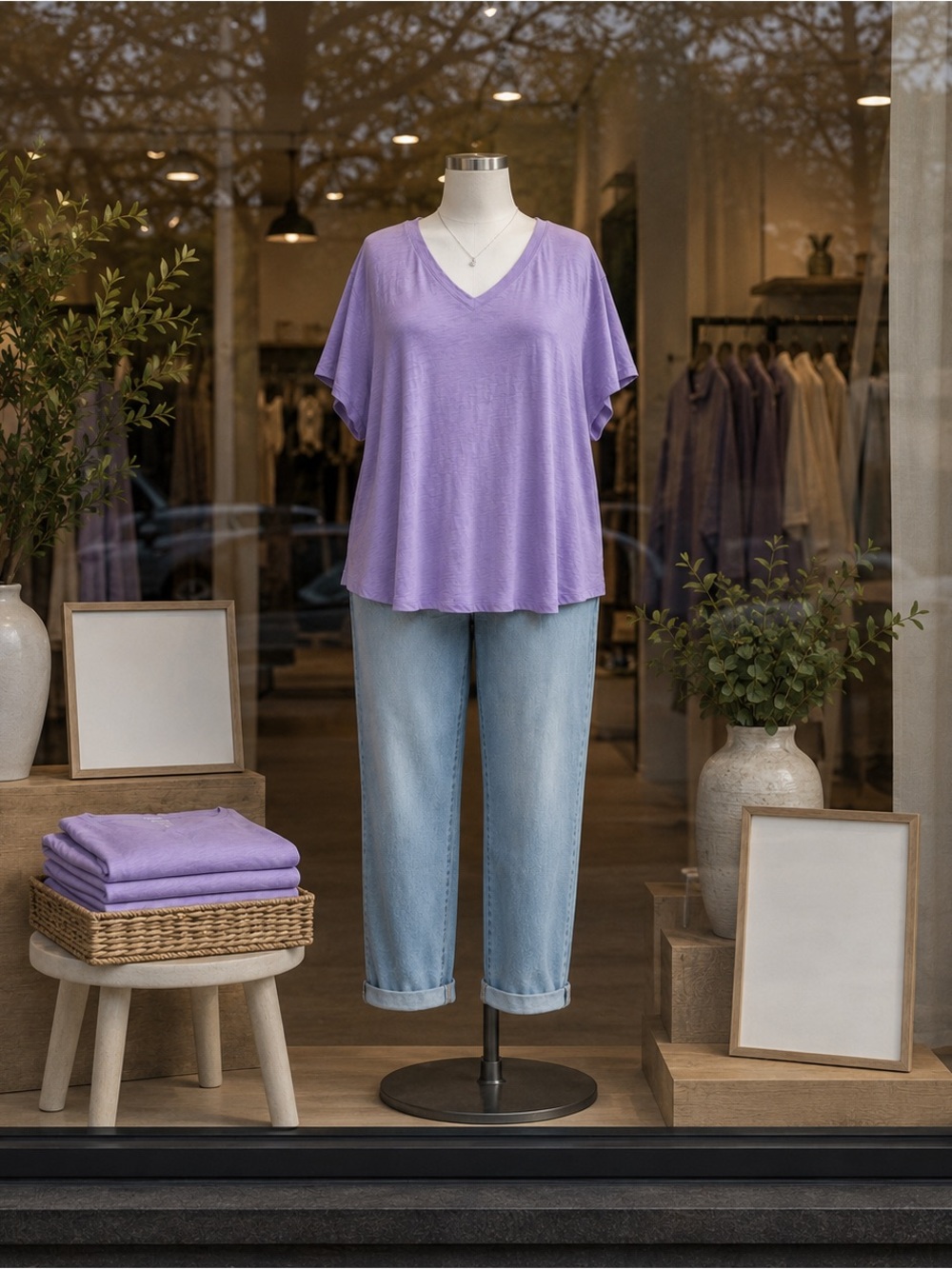 NWT Old Navy EveryWear Tee 3X Lavender V-Neck Short Sleeve Plus Size Relaxed Fit